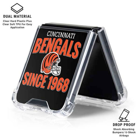 NFL Cincinnati Bengals Helmet Galaxy Z Flip6 Clear Case